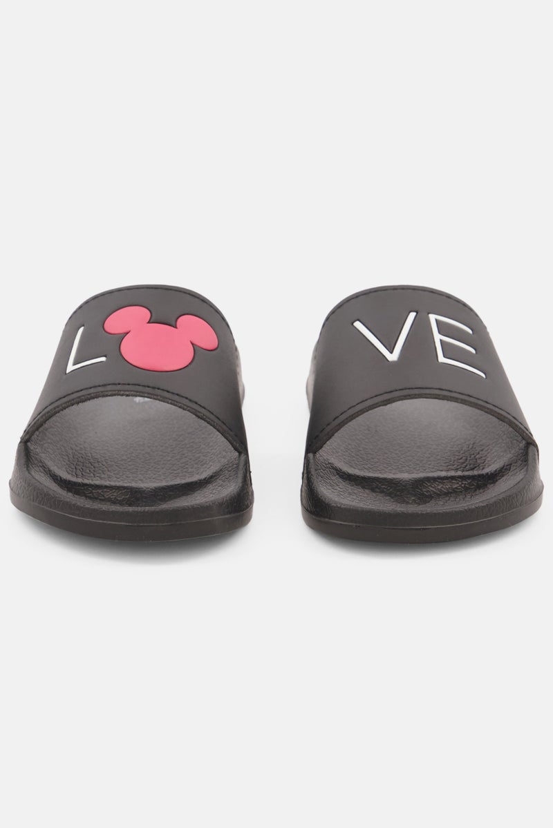 MICKEY MOUSE Kids Girl Slip On Graphic Sandals, Black Combo - Image 4